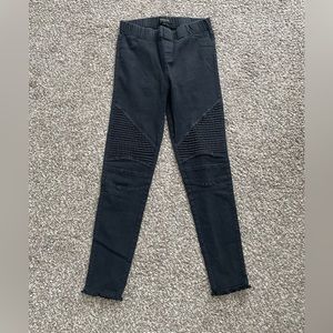 Black moto style jeggings